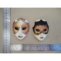 Vintage! Pair Of Miniature Ceramic Venetian Carnival Masks.