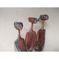 Vintage! Mozambique Sandalwood Carving - 3 Sisters (1 Missing Head)