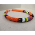 Africana! Zulu / Ndebele - Beaded Necklace / Headband - Orange