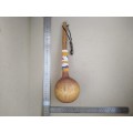 Africana! Traditional Zulu Hand Carved Ukhezo - Wooden Large / Deep Serving Spoon / Ladle - Beaded