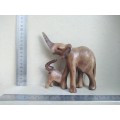 Africana! - Hand Carved - Small Mother And Baby Elephant