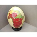 Africana! - Hand Made - Decoupage Ostrich Egg - Big Five (Signed) - With Wooden Stand