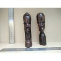 African - Kenya - Hand Carved - Couple Of Wooden Busts