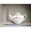 Vintage! England - JOHNSON BROS - Victorian - Porcelain Teapot With Floral Design - (Repaired Lid)