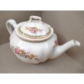 Vintage! England - JOHNSON BROS - Victorian - Porcelain Teapot With Floral Design - (Repaired Lid)
