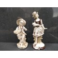 Vintage! Serpia Brown - Porcelain - Pair Of Colonial Figurines (Broken/Repaired)