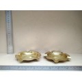 Vintage! Pair Of Brass Stackable Ashtrays With Scalloped Edges