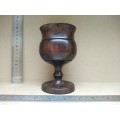 Vintage! Large Hand-Turned Wooden Goblet - Walnut?