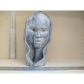 Africana!  Hand Carved - Soapstone Bust - Woman In Head Scarf