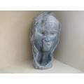 Africana!  Hand Carved - Soapstone Bust - Woman In Head Scarf