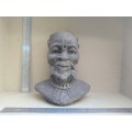 African! - Hand Made Clay Bust - Old Man (grainy surface)