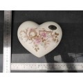 Vintage! Crescent Potteries - Mid Century - Floral - Large Heart Shaped - Trinket Box