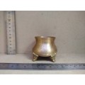 Vintage! Small Brass - Hand Etched - Footed Cauldron / Pot