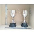 Vintage! Silver Plated - Prestige Awards - Pair Of Large Classic Trophy Cups (Engraved)