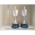 Vintage! Silver Plated - Prestige Awards - Pair Of Large Classic Trophy Cups (Engraved)