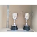 Vintage! Silver Plated - Prestige Awards - Pair Of Large Classic Trophy Cups (Engraved)