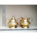 Vintage! Brass Creamer And Sugar Bowl Set With Handles. Made In India.