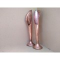 Vintage! Set Of 2 - Copper Bud Vase / Candle Holder - Calla Lily