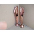 Vintage! Set Of 2 - Copper Bud Vase / Candle Holder - Calla Lily