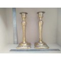 Vintage! Heavy Solid Brass - Ornate Victorian - Pair Of CandlestIck Holders