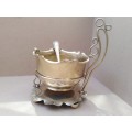 Vintage! England - Art Nouveau - Silver Plate - 3 Piece - Lily Design - Sugar Bowl In Caddy Tray