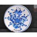 Vintage! Budapest - Hand Painted - Blue Floral - Wall Hanging - Small Saucer