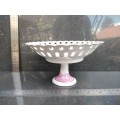 Vintage! Perforated / Pierced Gold Gilded Edge - Pedestal - Floral Design - Porcelain Bowl