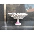 Vintage! Perforated / Pierced Gold Gilded Edge - Pedestal - Floral Design - Porcelain Bowl