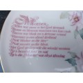 Vintage! England - Pink Peonies - Moeder (Afrikaans Poem) - Porcelain - Wall Hanging Plate