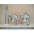 Frankli Wild By Royal Selangor - Wild Rhino Barware - Pair Of Pewter & Glass Cups