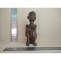 African! - Hand Carved - Old Man On Haunches- Thumbs Up