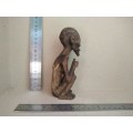 African! - Hand Carved - Old Man On Haunches- Thumbs Up