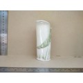 Vintage! Studio Pottery - Ceramic White Bud Vase With Single Green Leaf Detail