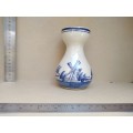 Vintage! Delft Ceramics - Blue Windmill And Seaside - 14cm Hand Painted Bud Vase.