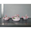 Vintage! Lefton China & Kingsway - Hand Painted Porcelain - Pink/Blue Floral - Swan Ashtray Lot