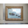 African! Wall Décor - Box Frame - Africa Alive - Elephants In Bronze