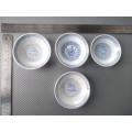 Vintage! Chinese - Dragon / Chrysanthemum - JingDeZhen - Translucent Rice Eye - Set Of 4 Rice Bowls