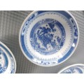 Vintage! Chinese - Canton Blue Willow - JingDeZhen - Set Of 4 Rice Bowls
