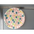 Vintage! Studio Art Pottery - Hand Painted Multicolored Paved Flowers - Decorative Plate - Signed