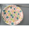 Vintage! Studio Art Pottery - Hand Painted Multicolored Paved Flowers - Decorative Plate - Signed