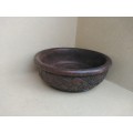 Africana! Hand Made - Small Carved Wooden Bowl - Giraffe / Rhino / Elephant