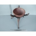 Africana! Hand Carved - Interlocking Tripod Stand With Salad / Serving Bowl