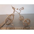 Vintage! Miniature Handmade Brass Wire Tricycle Sculpture