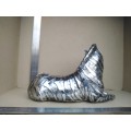 Vintage!  Silver Glazed Resting Zebra Statue