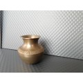 Vintage! Miniature Brass Vase With Etched Flowered Pattern.