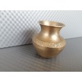 Vintage! Miniature Brass Vase With Etched Flowered Pattern.