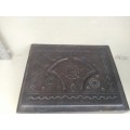 Vintage! Hand Tooled Leather & Wood Box.