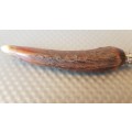 Vintage - Horn Handle Carving Fork (Sterling Silver Collar)