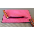 Faux Pink Leather - Coin Purse  - Rectangle Shaped Pouch Bag