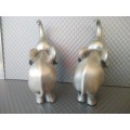 Vintage! Solid Pewter Pair Of Elephants